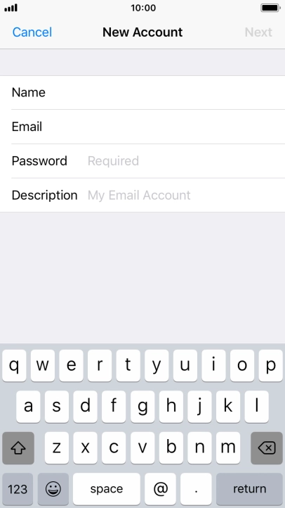 Press Password and key in the password for your email account.