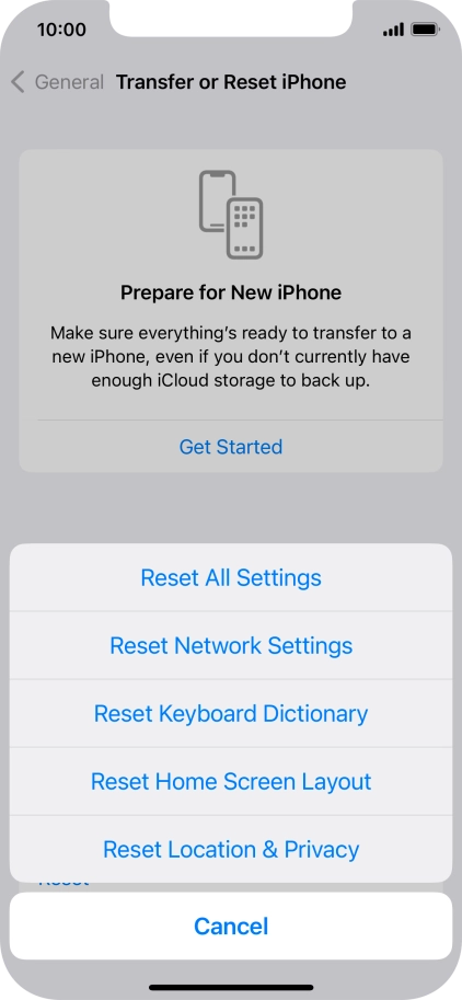 Press Reset All Settings. Press Reset All Settings.