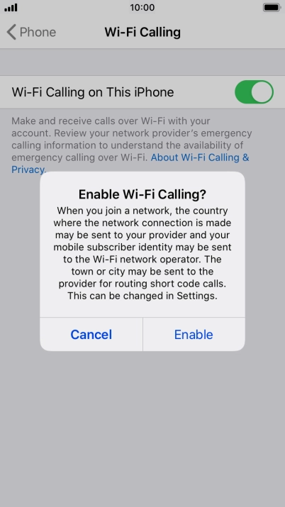 If you turn on the function, press Enable.