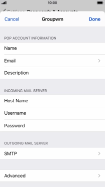 Press SMTP.