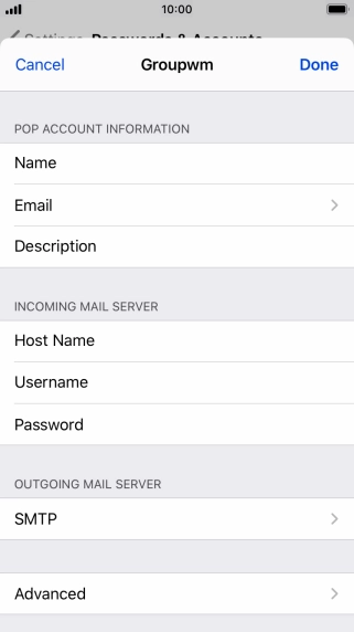 Press SMTP.