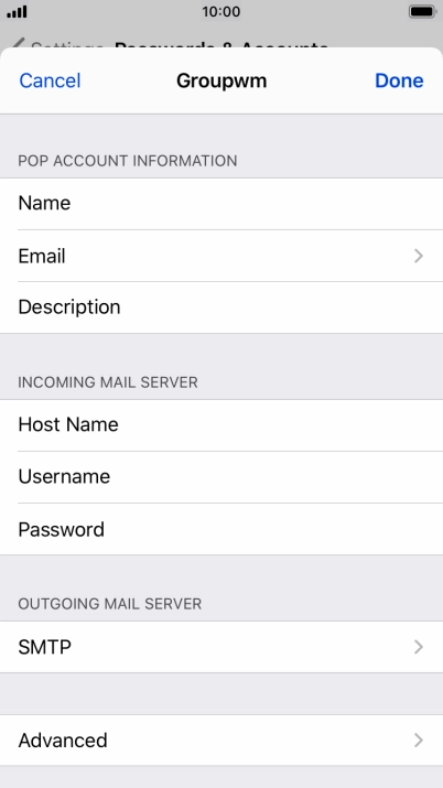 Press SMTP.