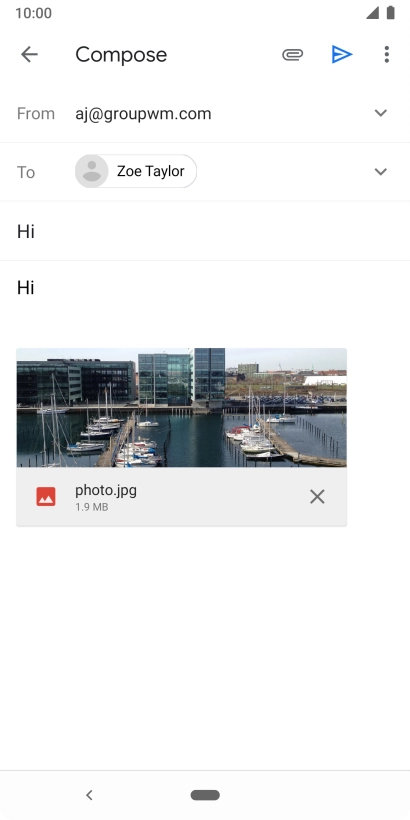 Press the send icon when you've finished your email message.