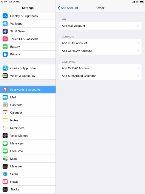 Press Add Mail Account. Press Add Mail Account.