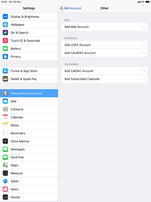 Press Add Mail Account. Press Add Mail Account.