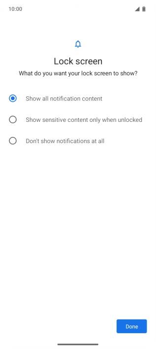 Press the required setting.
