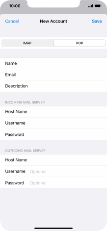 Press Username and key in the username for your email account. Please note that if you're using Vodafone's outgoing server, leave the username field empty.