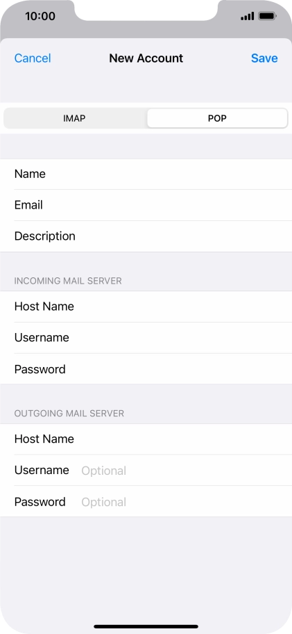 Press Username and key in the username for your email account. Please note that if you're using Vodafone's outgoing server, leave the username field empty.