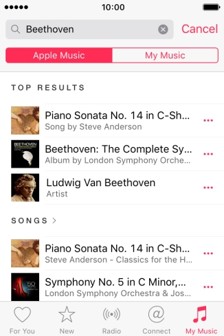 Press the dots next to the required song. Press the dots next to the required song.