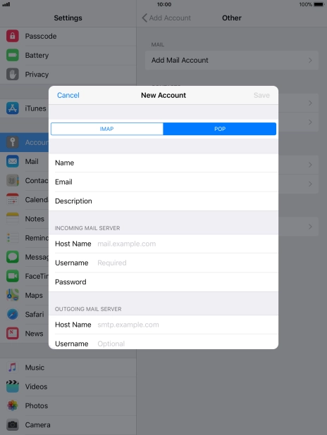 Press Host Name and key in the name of your email provider's incoming server.