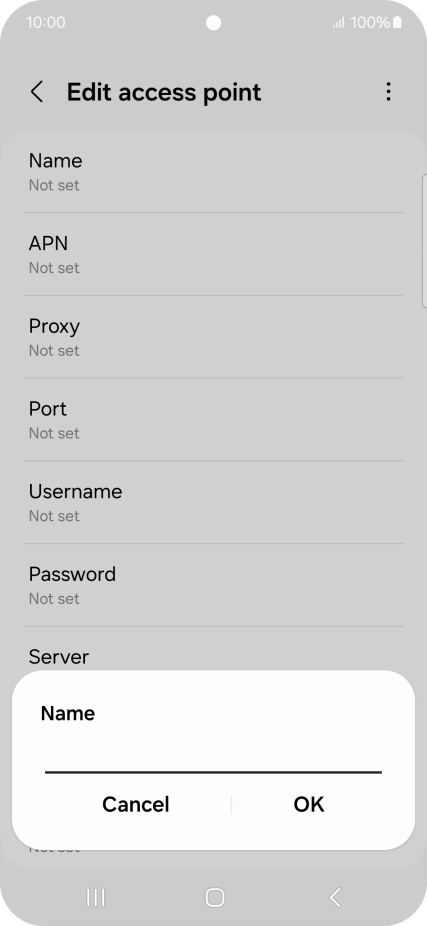 Key in Vodafone Internet and press OK.