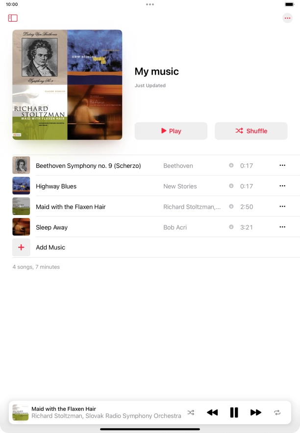 Press the song title. Press the song title.