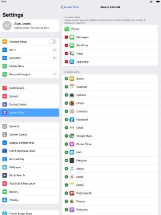 Press the remove icon next to the required app to remove it from the list of allowed apps during Downtime. Press the remove icon next to the required app to remove it from the list of allowed apps during Downtime.