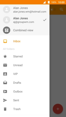Press the required email account. Press the required email account.
