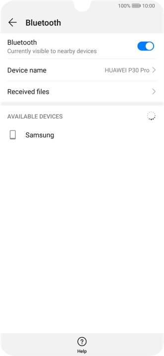 Press the required Bluetooth device and follow the instructions on the screen to pair the device with your phone. Press the required Bluetooth device and follow the instructions on the screen to pair the device with your phone.
