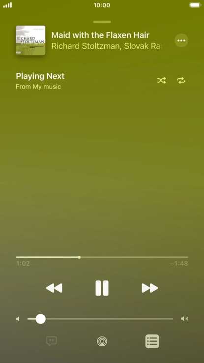 Press the shuffle icon to turn the function on or off.