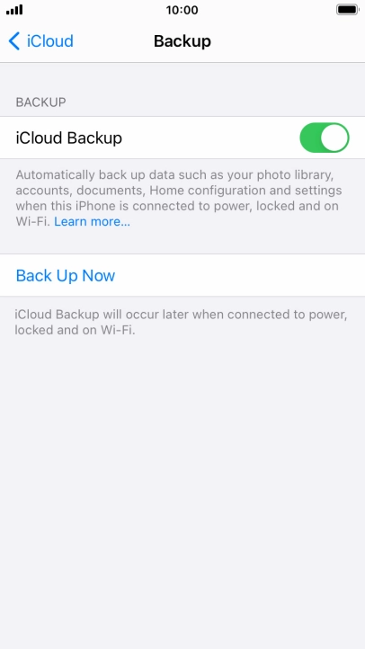 Press Back Up Now and wait while the phone memory is backed up.