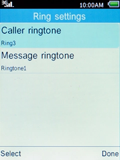 Select Caller ringtone and press the Left selection key.