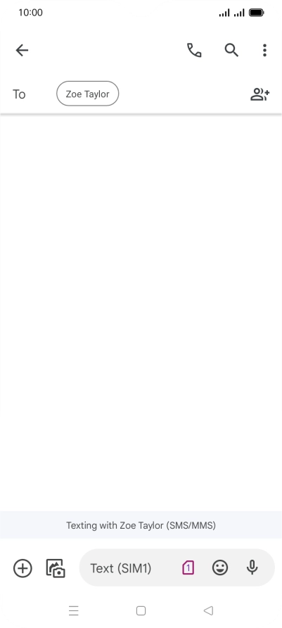 Press the text input field and write the text for your text message.