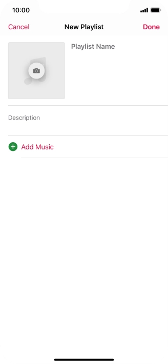 Press the text input field and key in a name for the playlist. Press the text input field and key in a name for the playlist.