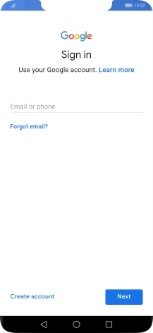If you don't have a Google account, press Create account and follow the instructions on the screen to create an account. If you don't have a Google account, press Create account and follow the instructions on the screen to create an account.