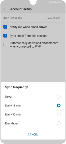Press the required setting.