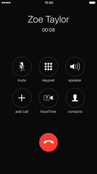 Press the end call icon to end the call and return to the home screen.