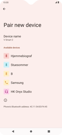 Press the required Bluetooth device and follow the instructions on the screen to pair the device with your phone. Press the required Bluetooth device and follow the instructions on the screen to pair the device with your phone.