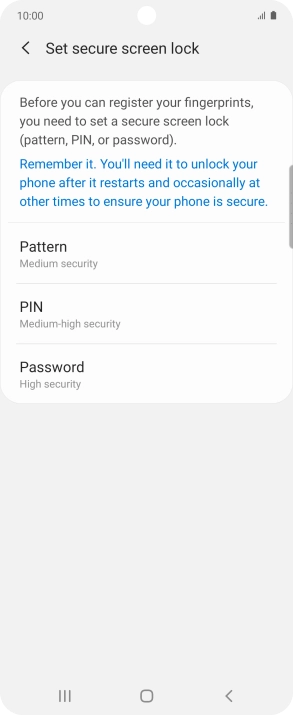 Press the required phone lock code and follow the instructions on the screen to create an additional phone lock code.