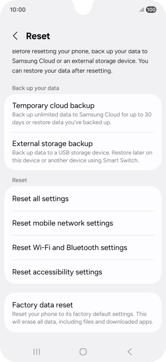 Press Reset mobile network settings. Press Reset mobile network settings.