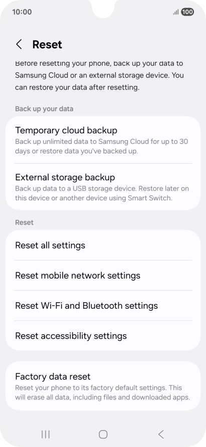Press Reset mobile network settings. Press Reset mobile network settings.