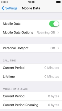 The total data usage is displayed below MOBILE DATA USAGE.