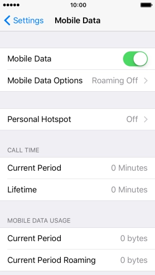 The total data usage is displayed below MOBILE DATA USAGE.