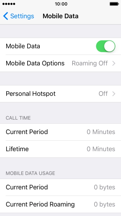 The total data usage is displayed below MOBILE DATA USAGE.