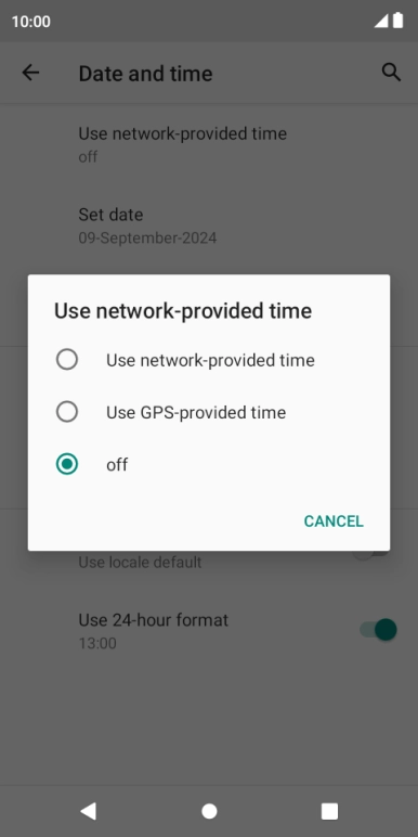 Press Use network-provided time to turn on the function. Press Use network-provided time to turn on the function.