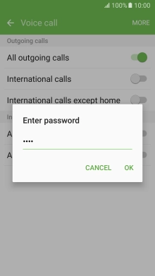 Key in your barring password and press OK. The default barring password is 0000. Key in your barring password and press OK. The default barring password is 0000.