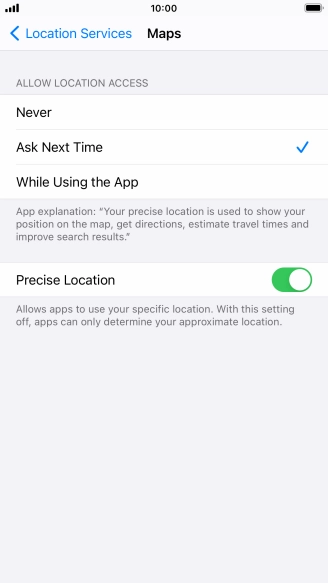 Press the required setting to turn the function on or off.