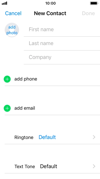 Press First name and key in the first name. Press First name and key in the first name.