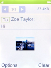 Press the Navigation key when you've written your picture message. Press the Navigation key when you've written your picture message.