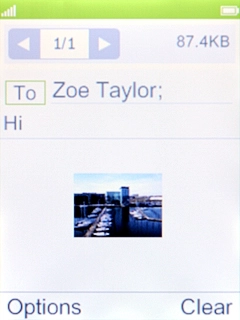 Press the Navigation key when you've written your picture message. Press the Navigation key when you've written your picture message.