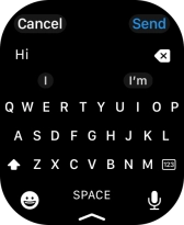 Press the microphone icon and record the message.