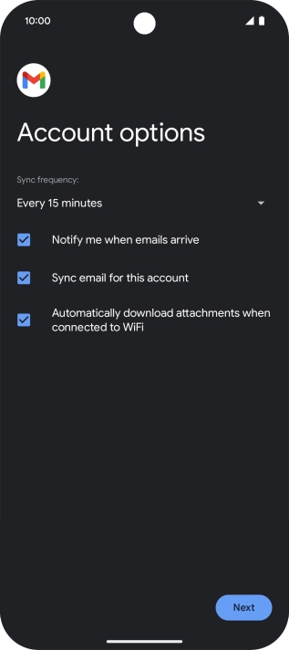 If this screen is displayed, you email account has been recognised and set up automatically. Follow the instructions on the screen to key in more information and finish setting up your email account.