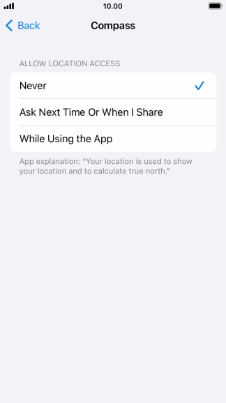 Press the required setting to turn the function on or off.