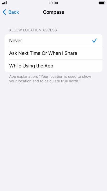 Press the required setting to turn the function on or off.
