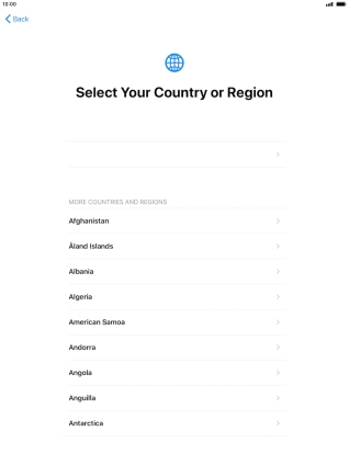 Press the required country or area.