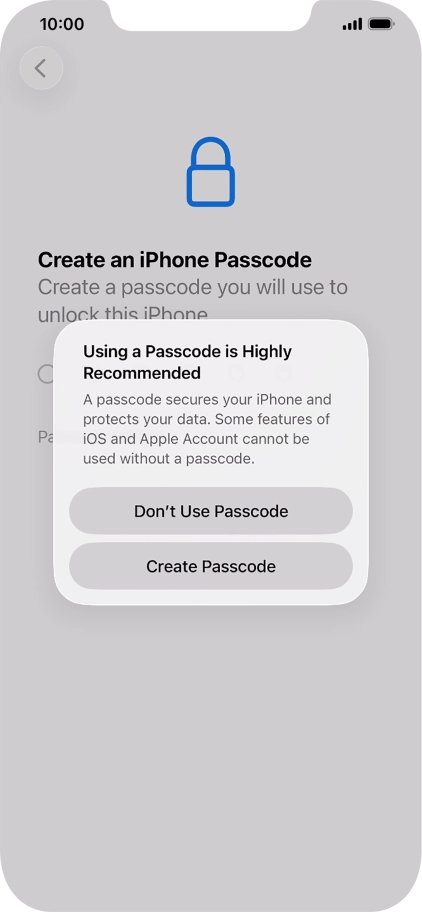 If you turn off the function, press Don't Use Passcode. If you turn off the function, press Don't Use Passcode.