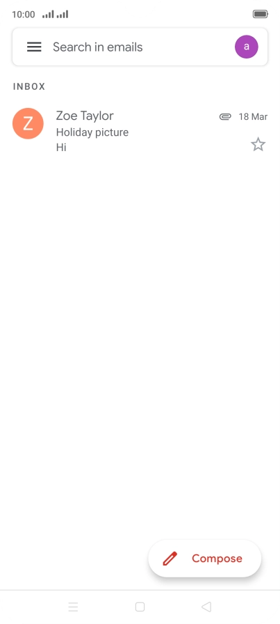 Press the email account icon. Press the email account icon.