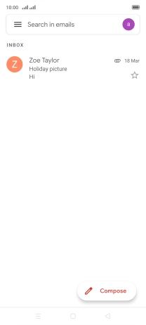 Press the email account icon. Press the email account icon.