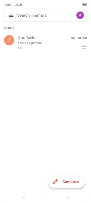 Press the email account icon. Press the email account icon.