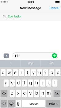 Press the send icon when you've finished your text message. Press the send icon when you've finished your text message.